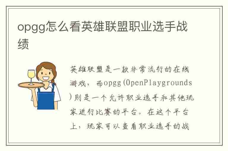 opgg怎么看英雄联盟职业选手战绩